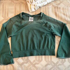 Gymshar kDark Green Marl 'VITAL' Crop Top - Size Small
